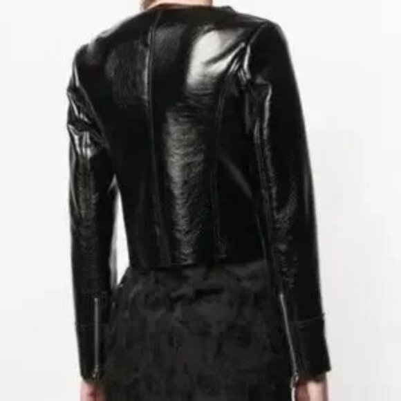 Women's Michael Kors Faux Leather Shearling Moto Jacket Black Size S - Picture 13 of 15